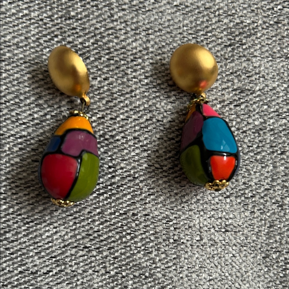 80’s Colorful Mosaic Drop Earrings